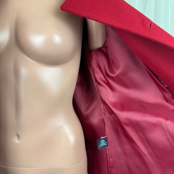 Michael Michael Kors Wool Blend Double Breasted Peacoat Coat Jacket Sz 8 Red - Picture 17 of 17